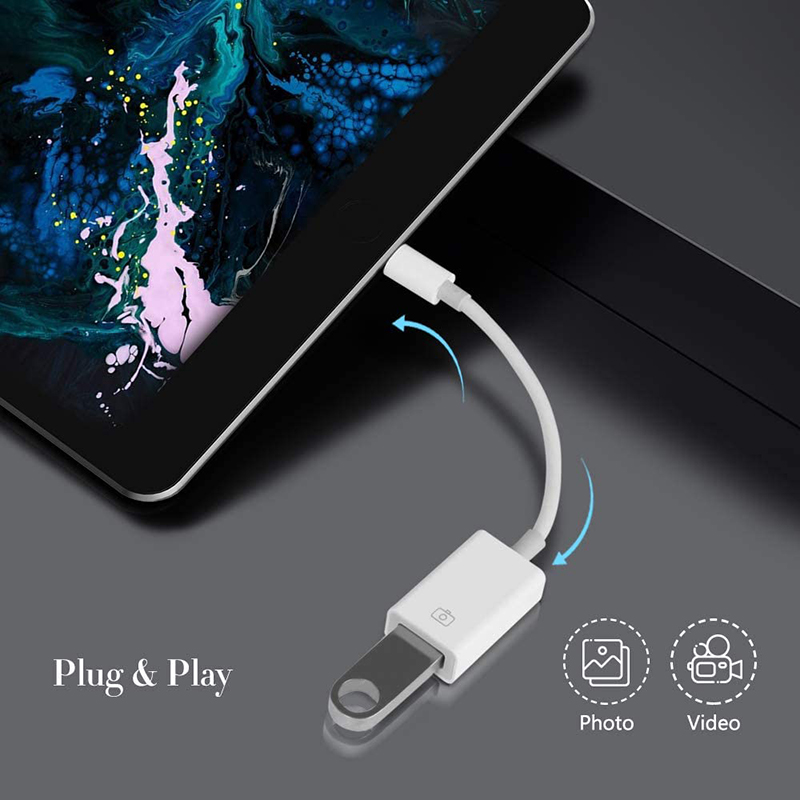 Bộ chuyển đổi USB sang Lightning OTG cho iPhone iPad, Bộ điều hợp truyền tệp đồng bộ hóa dữ liệu Bộ điều hợp máy ảnh USB