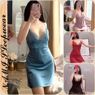 Đầm ngủ cao cấp m41, váy ngủ lụa phối ren kèm mút ngực cho nữ từ 40_67kg