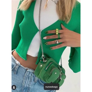 Áo len cardigan xanh lá