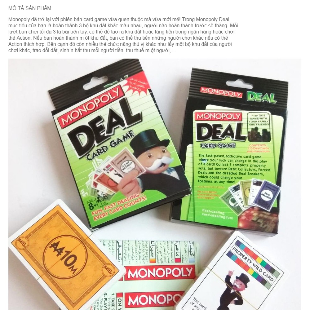 Monopoly Deal Pack - Cờ tỷ phú phiên bản thẻ bài Tomcityvn