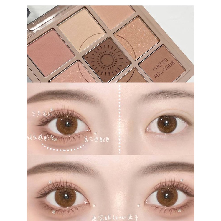 [Hàng mới về] Bảng Phấn Mắt Dikalu 9 Màu Sắc Tông Lì Ánh Nhũ Long Lanh Quyến Rũ | BigBuy360 - bigbuy360.vn