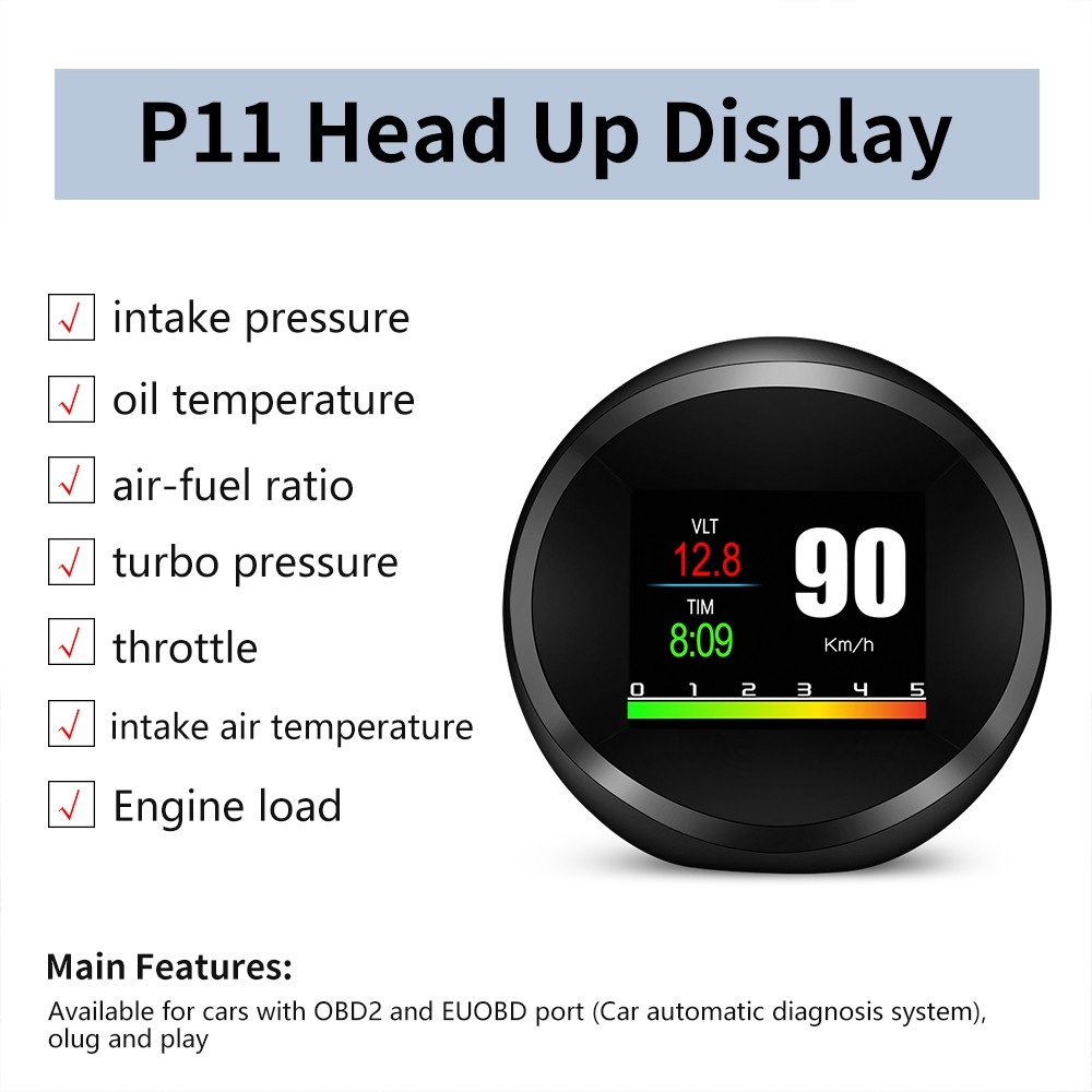 Bộ Màn Hình Hiển Thị Hud P11 Obd2 Cho Xe Ô Tô