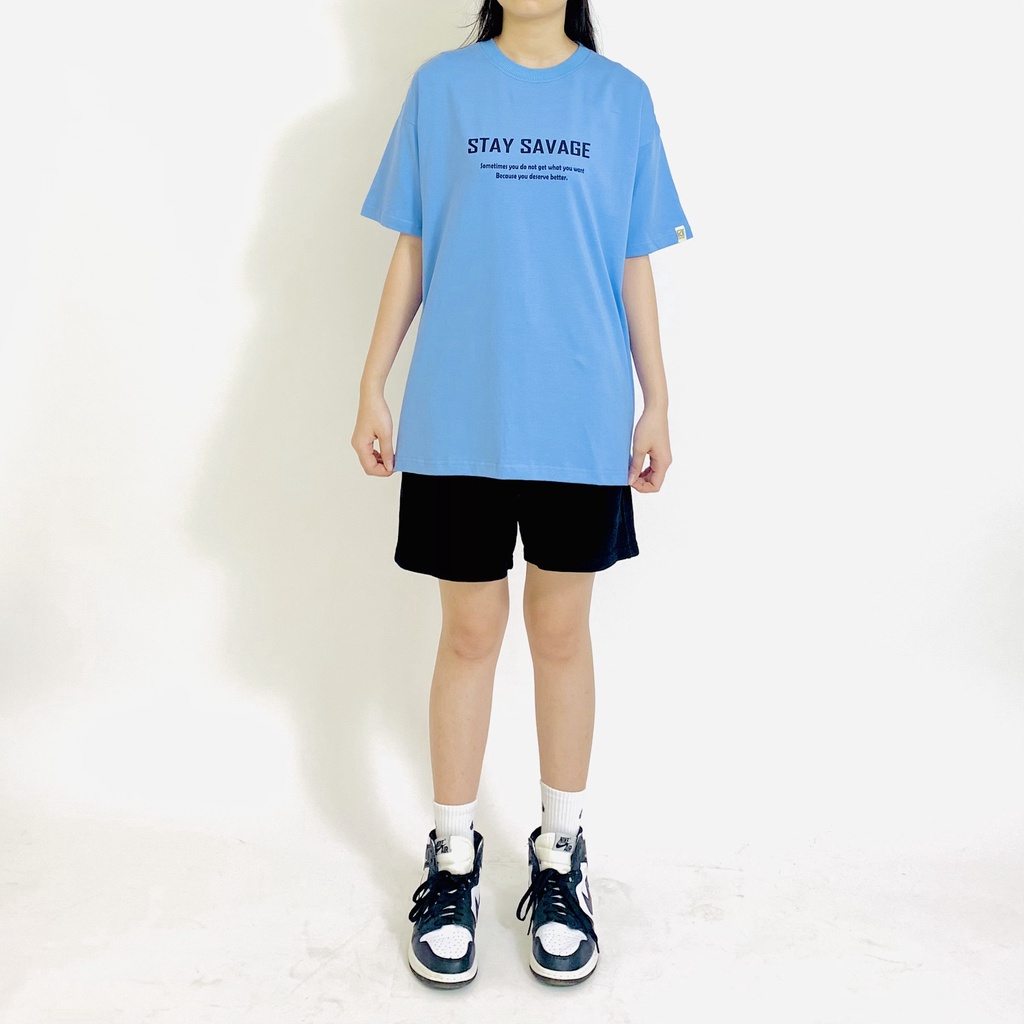 Áo thun Unisex KAWSTEE tay lỡ nam nữ form rộng oversize áo phông in hình Stay SAVAGE cá tính | BigBuy360 - bigbuy360.vn