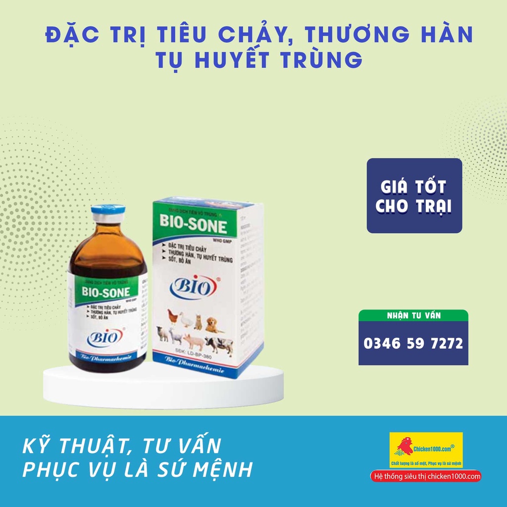 Thú Y Bio Sone Dùng Cho Vật Nuôi Chó, Mèo, Heo, Dê, Gà, Vịt Bị Tiêu Chảy