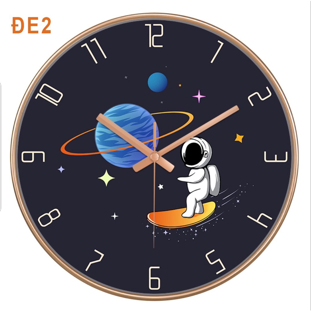 Đồng hồ treo tường VUADECOR chủ đề trẻ em kim trôi cao cấp (Tặng pin và đinh treo)