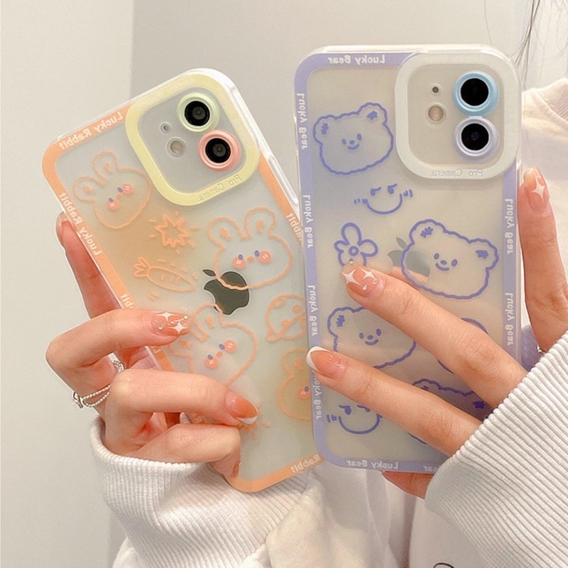 Ốp điện thoại Bear&Rabbit viền nổi