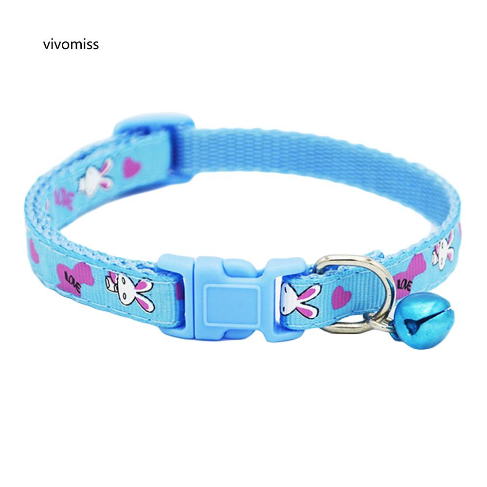 Vòng cổ cho thú cưng có chuông hoạt tiết thỏ hoạt hình dễ thương