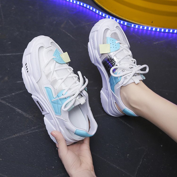 Korean version Fashion Women Thick bottom Sneakers Hollow out Breathble Casual Running Shoes G161