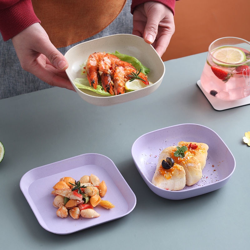 Đĩa vuông đựng thức ăn chống rơi phong cách Bắc Âu