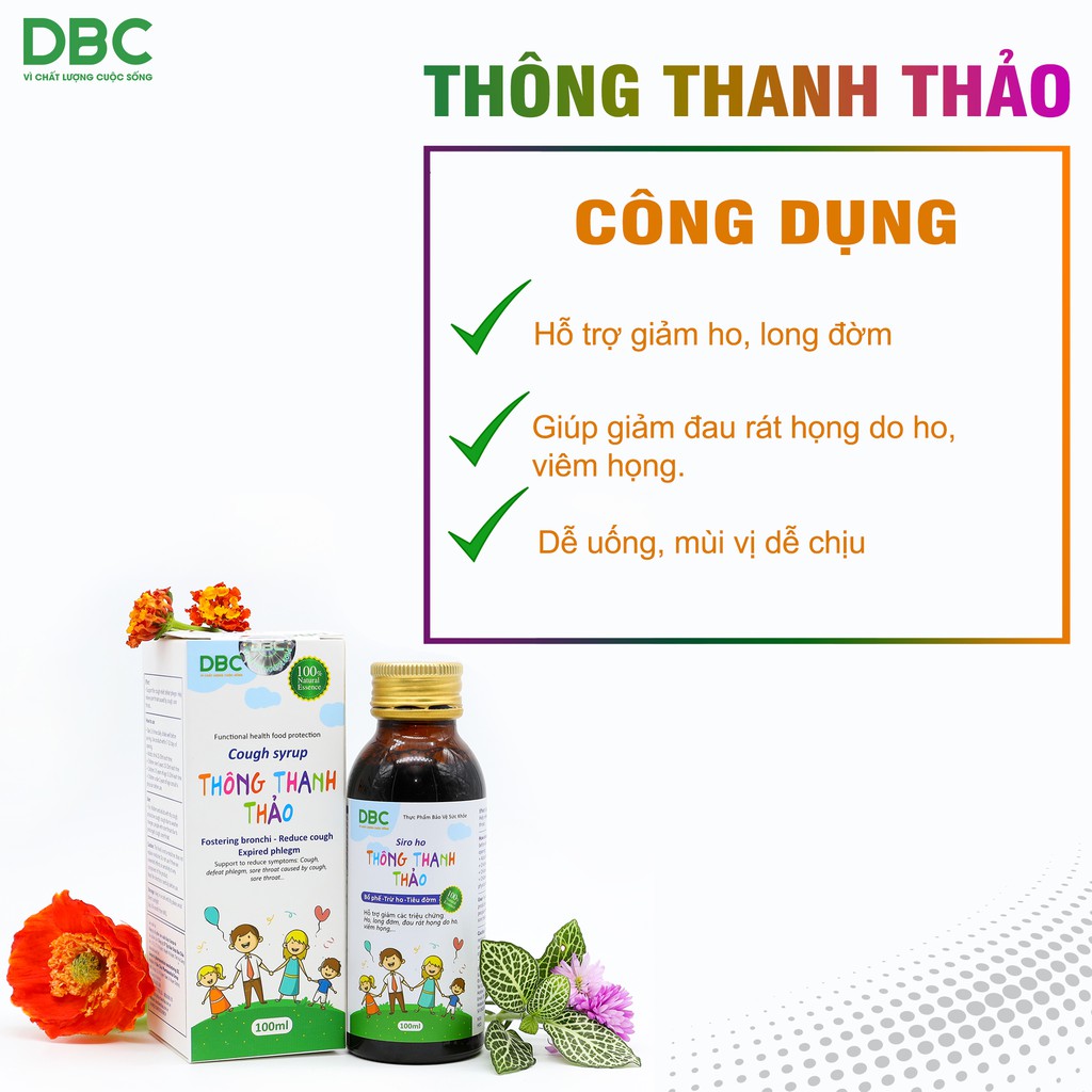 Siro Ho Cho Bé Thông Thanh Thảo DƯỢC BẢO CHÂU Hỗ Trợ Giảm Ho, Long Đờm TP02-0008