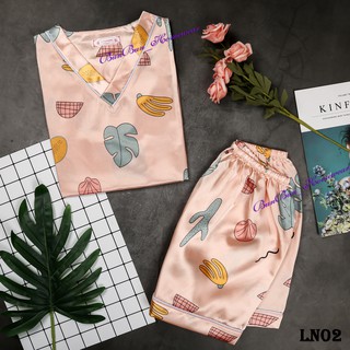 Đồ mặc nhà lụa ngắn - BunBun Homewear - Set LN02