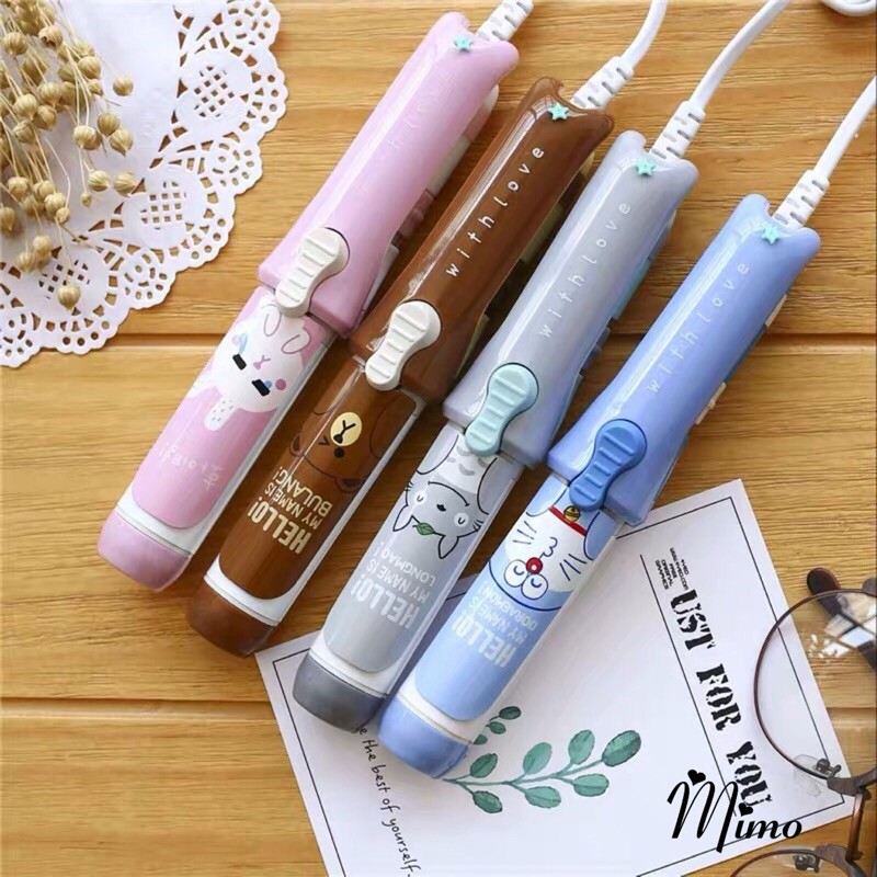 Máy làm tóc mini 2 in 1 tạo kiểu tóc duỗi uốn, xoăn ép nhiều mẫu hoạt hình cute dễ thương nhiều màu sắc