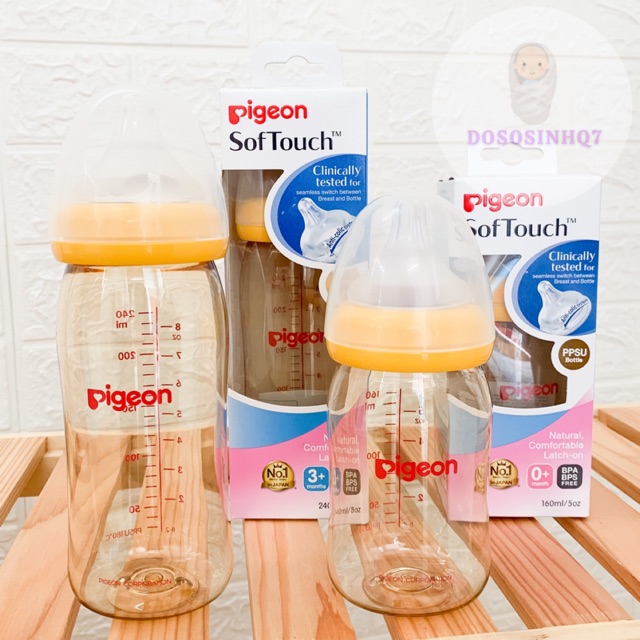 BÌNH SỮA CỔ RỘNG PIGEON PPSU PLUS 160ML / 240ML