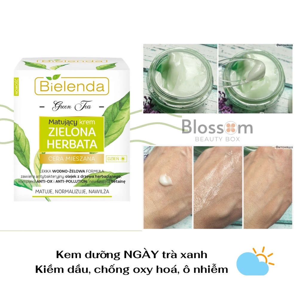 Kem dưỡng trà xanh da dầu mụn Bielenda Green tea