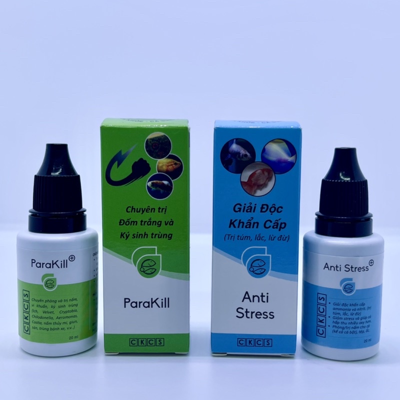 ParaKill + AntiStress. Dưỡng cá ( Nấm, túm, lắc, lừ đừ, núp góc, đốm trắng, kí sinh trùng )