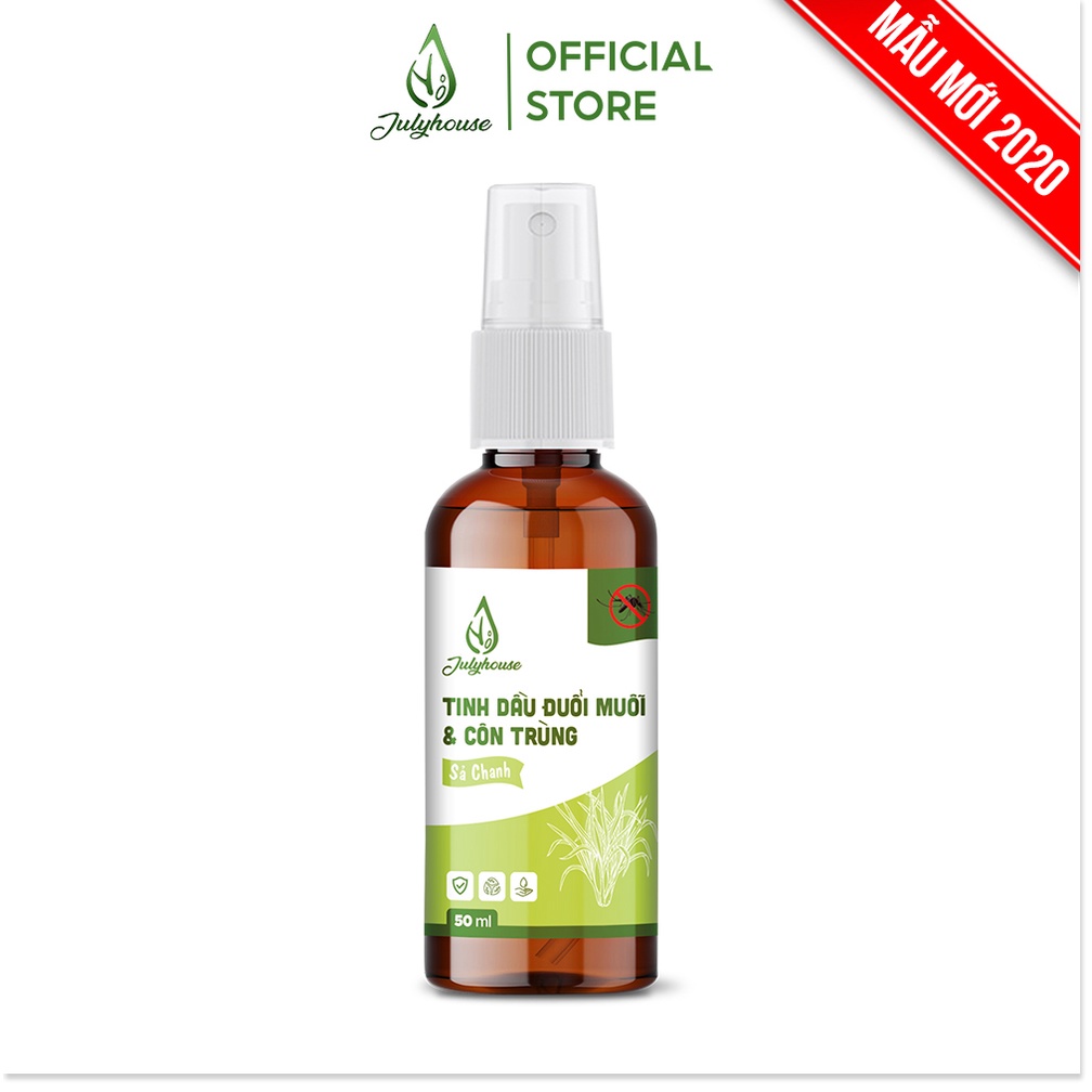 Bình xịt phòng khử mùi hiệu quả tinh dầu Sả Chanh đuổi muỗi và côn trùng an toàn 50ml JULYHOUSE