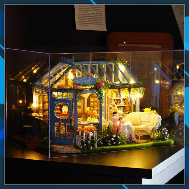 Mô hình nhà búp bê gỗ DIY Mô hình nhà búp bê lắp ghép DIY Garden Tea House Toy World