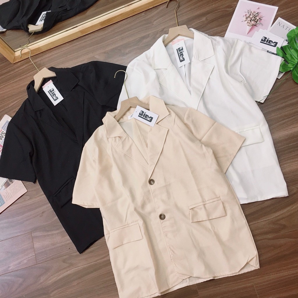 [Mã WASTMAY giảm 15% tối đa 30K đơn 150K] Áo blazer - áo vest nữ tay lỡ shynstores vải đũi 2 cúc dày dặn có túi trước | BigBuy360 - bigbuy360.vn