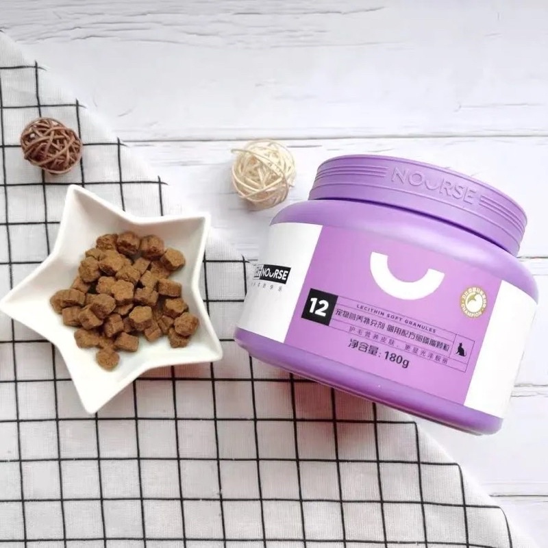 Viên mềm dưỡng lông cho mèo Nourse 12 Lecithin soft granules 180g