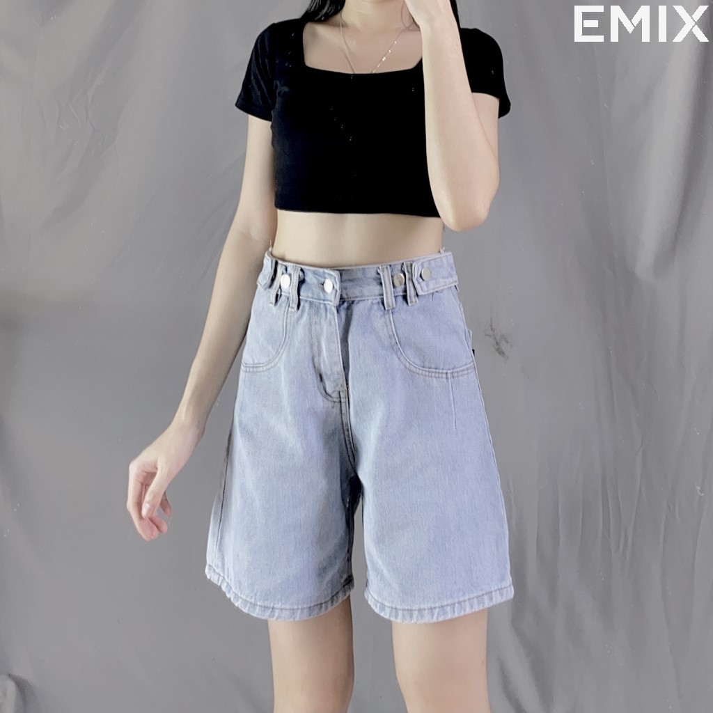 Quần Short Bò 4 Cúc Kiểu EMIX màu Xanh | WebRaoVat - webraovat.net.vn