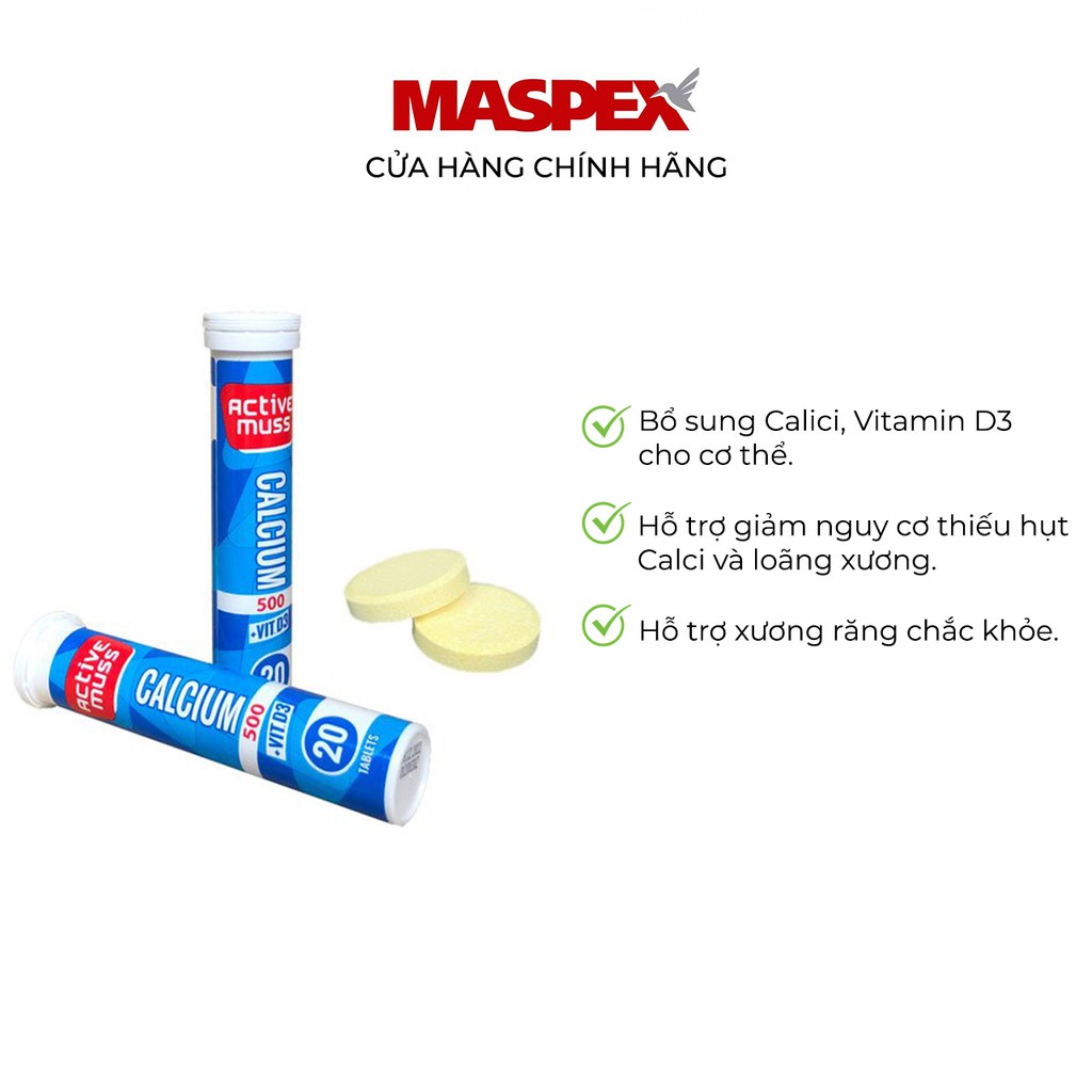 Viên Sủi Maspex Canxi 500 + Vit.D3 20 Viên.