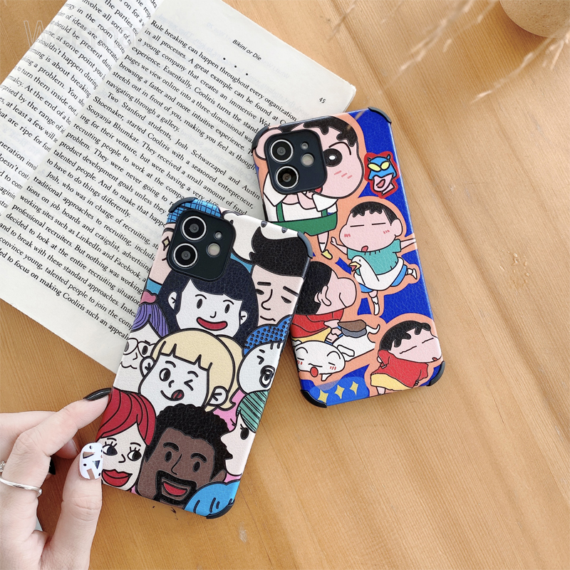 [Weissman] Suitable for OPPO K3 K5 Realme V5 Realme V11 Lambskin Crayon Shinchan painted creative personality couple mobile phone case anti-drop all-inclusive cartoon soft TPU case