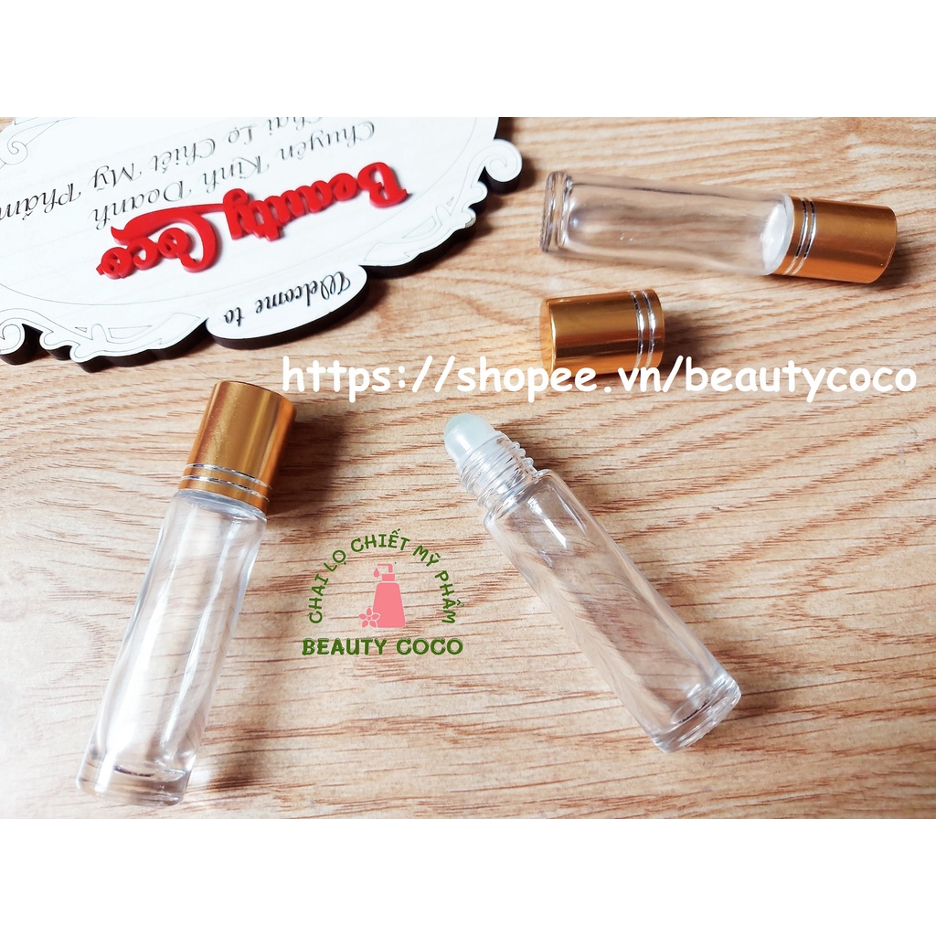 Chai bi lăn trong 10ml nắp vàng lọ thủy tinh chiết nước hoa đựng dầu dừa