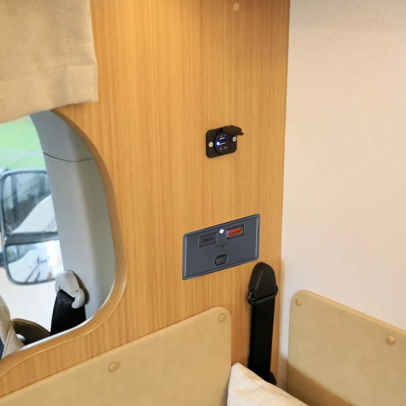 Bộ Chuyển Đổi Ổ Cắm USB Kép Kèm Vỏ Bọc Chống Nước Chống Bụi Cho Xe Hơi Xe Máy 12 / 24V