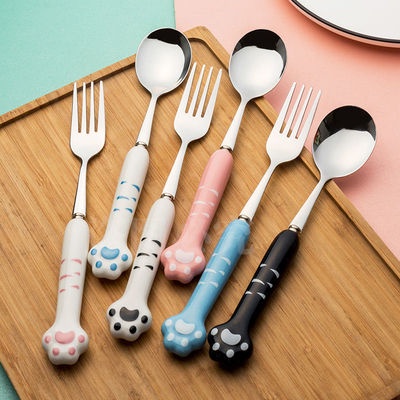 Muỗng ăn cơm bằng thép không gỉ hình chân mèo dễ thương