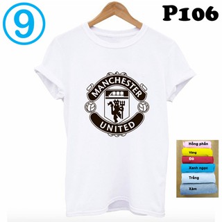 Chuẩn áo thun nam nữ màu trắng phông rộng cổ tròn in hình logo bóng đá anh p106 loại 1