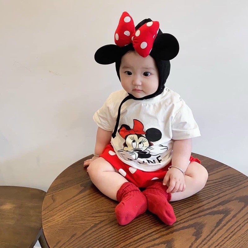 Bộ cộc tay quần đùi chip hình Mickey Minnie siêu đáng yêu (8-15kg)