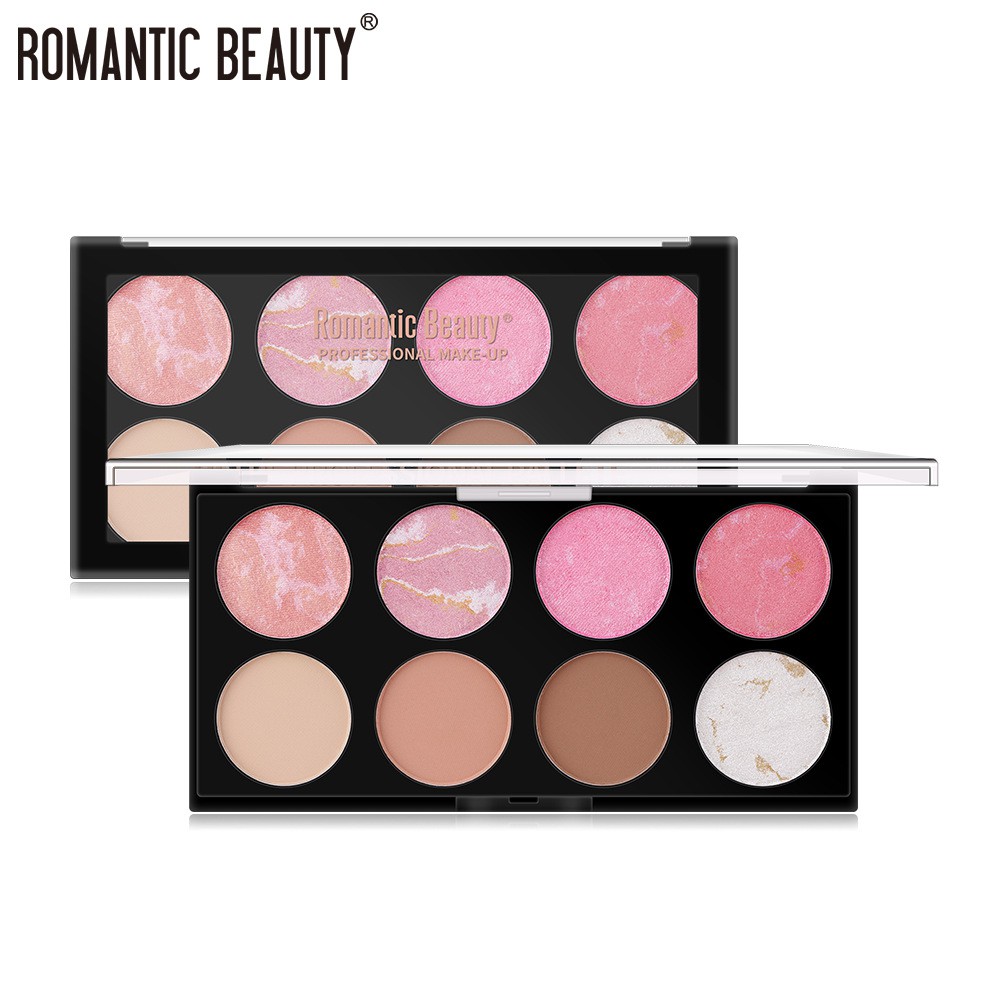 Bảng Má Hồng, Phấn Má Trang Điểm Bắt Sáng Tạo Khối Romantic Beauty 8 Màu Makeup Phối Các Tone Khác Nhau