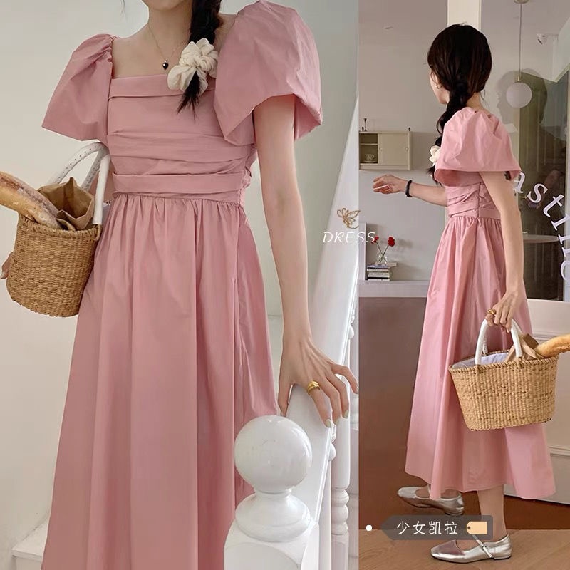 Đầm Chữ A Tay Phồng Thời Trang Hàn Quốc Cổ Điển