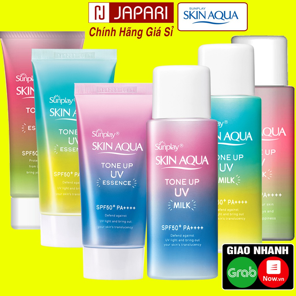 Kem Chống Nắng Skin Aqua Sunplay Tone Up Nhật Bản, Việt- KCN Kiềm Dầu Nâng Tone Cho Da Dầu Mụn, Khô Da Mặt &amp; Body JAPARI