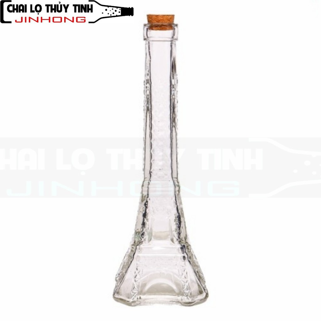 BÌNH THỦY TINH HÌNH THÁP NÚT GỖ 250ml