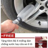 Bàn chải cọ rửa làm sạch lốp ô tô (Xám)  Tặng Kèm Bộ 4 miếng dán chống xước tay cửa xe ô tô [SKM]