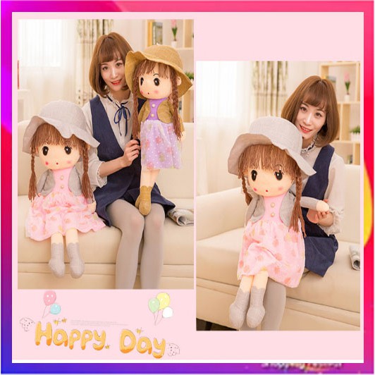 Búp Bê Chibi Nhồi Bông Cao Cấp 45cm - Màu Hồng