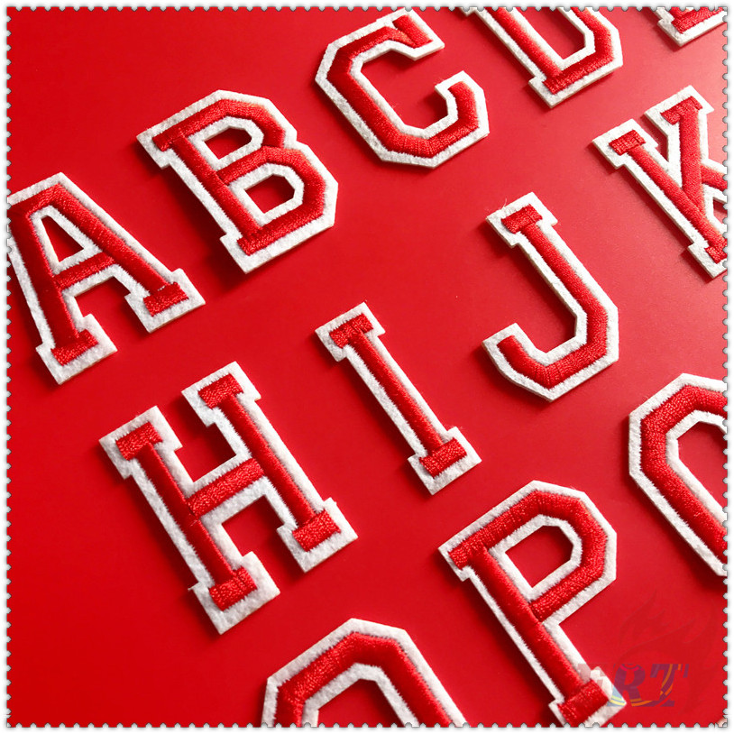 ✿ Colorful English Letters：Red Letter Iron-on Patch ✿ 1Pc Diy Embroidery Patch Iron on Sew on Badges Patches