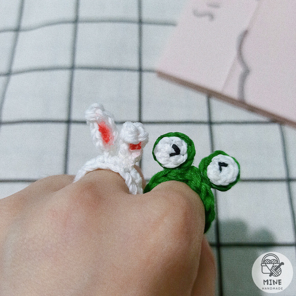 Nhẫn len hình ếch, tai thỏ dễ thương - Nhẫn cặp đôi bạn thân, tình yêu hot trend Hàn Quốc