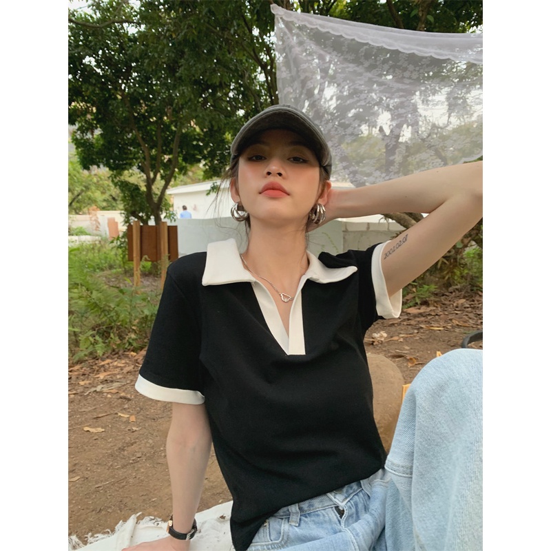 Áo polo Tay Ngắn Dáng Rộng Thời Trang Mùa Hè Dễ Phối Đồ Cho Nữ