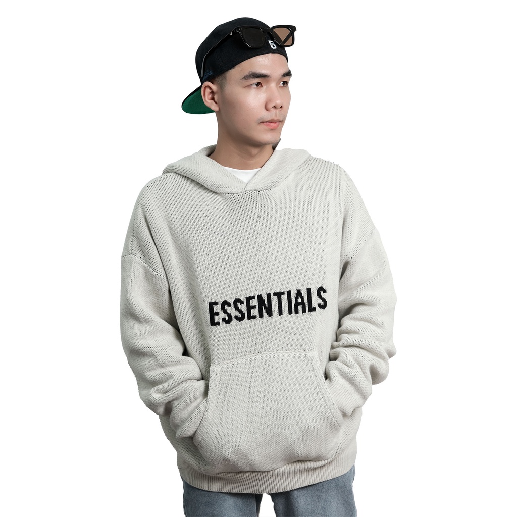 Áo hoodie len knit FEAR OF GOD FOG ESSENTIALS ss20 moss phong cách unisex chất liệu len đan cao cấp