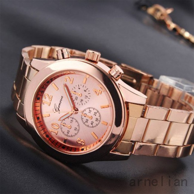 Best Women Stylish Quartz Watch with Alloy Watchband 3 Small Dial Wrist Watch Ornament