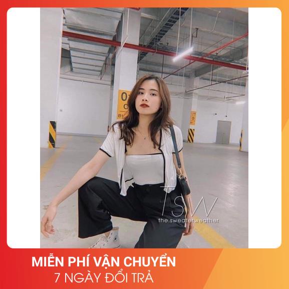 SET ÁO QUÂY KÈM ÁO CROPTOP  Áo 2 dây crt 2 màu đen trắng