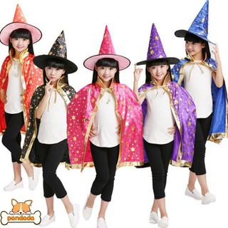 Bộ áo choàng Halloween - Loại 1 dày - Set áo choàng + nón phù thủy cho bé