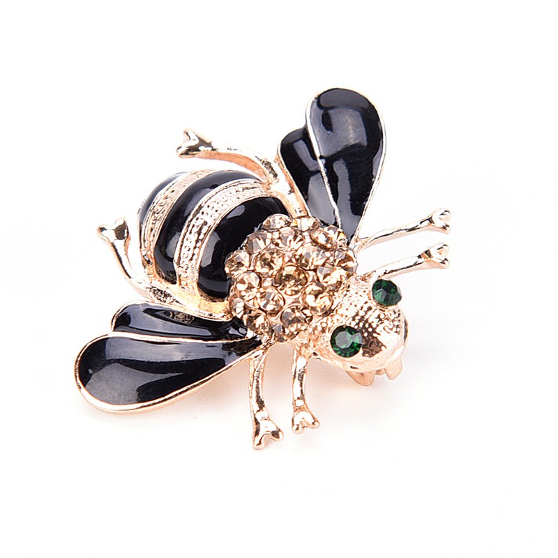 Trâm cài áo hình chú ong mạ vàng đính pha lê thanh lịch