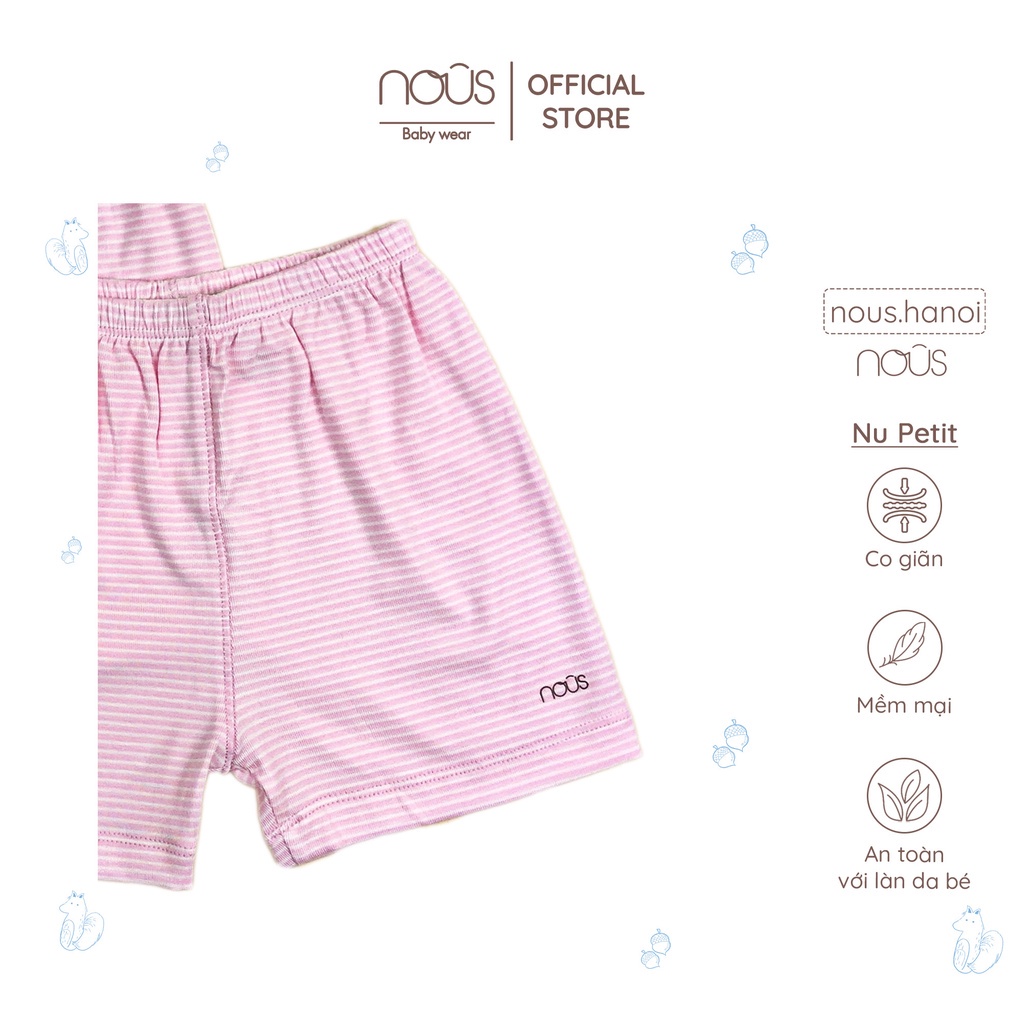 Bộ 2 quần cộc Nous Petit kẻ hồng nhạt trắng 3M, 6M, 9M, 12M, 18M - Monnie Kids
