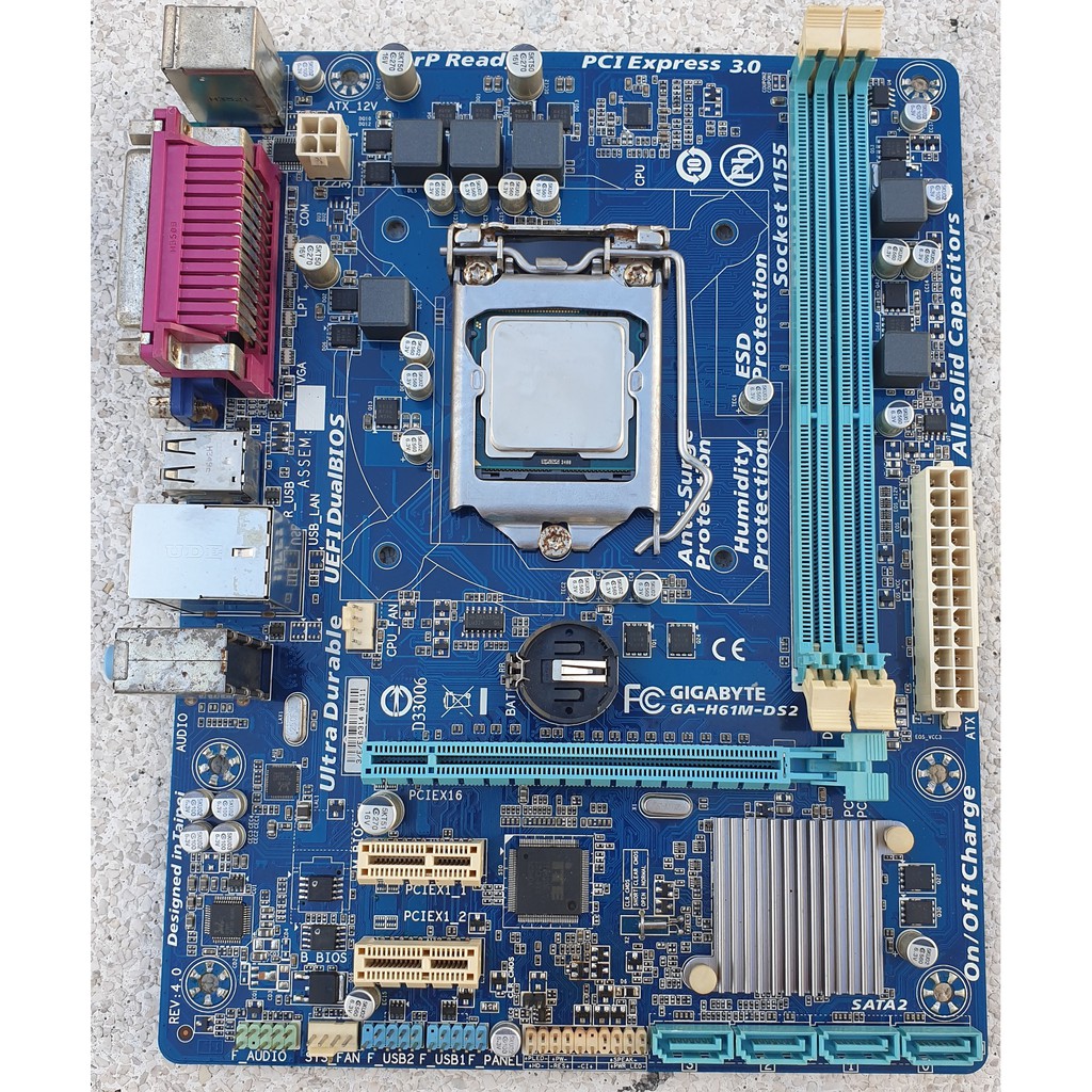 Main Gigabyte H61M-DS2 kèm CPU Intel Core I5 3570 3.4GHz