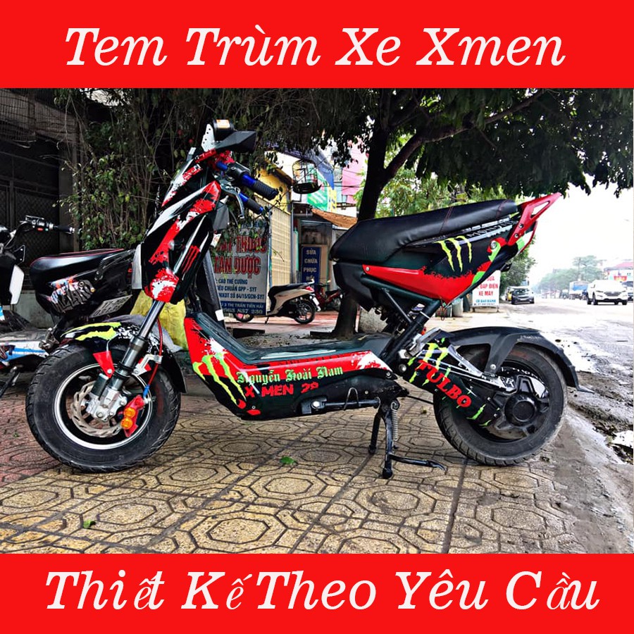 Tem Trùm Xe Điện Xmen Monster Đỏ Đen