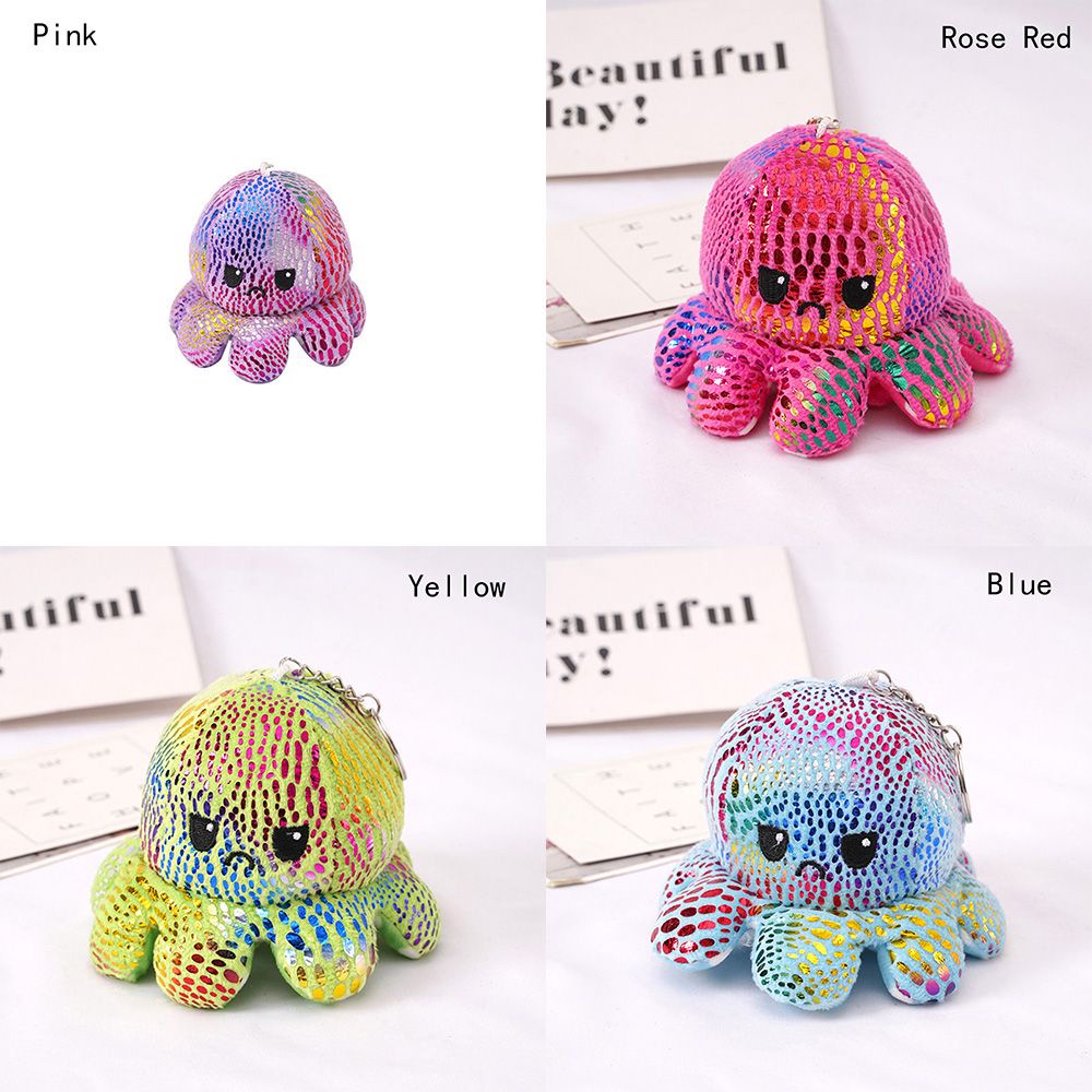 Móc Khóa Hình Bạch Tuộc Nhồi Bông Hai Mặt Thay Đổi Màu Sắc Sáng Tạo