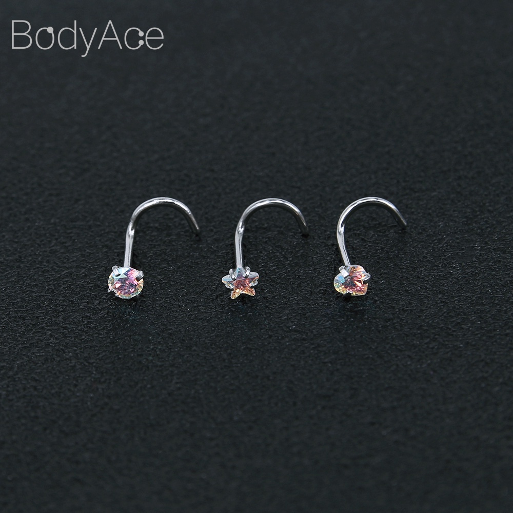 3 Khuyên mũi bằng thép không gỉ đính đá thời trang